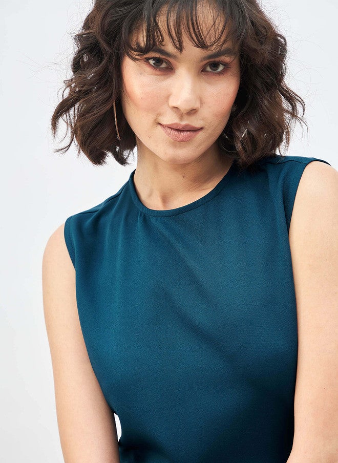 SALT ATTIRE Sleeveless A-Line Midi Dress in Teal - Image 2