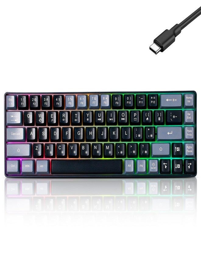 Guiheng Wired Portable 60% Mechanical Feeling Gaming Keyboard,RGB LED Backlit Compact 68 Keys Mini Wired Office Keyboard for Windows Laptop PC Mac Gamer, Typist, Travel on Business Trip Black-Grey - Image 1