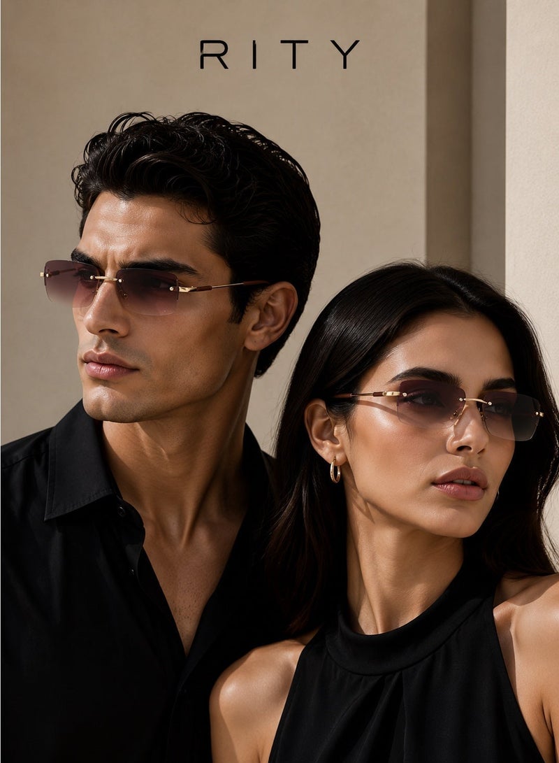 RITY Men & Women Sunglasses with Elegant Metal Frame and Polarized Lenses | Full UV Protection | Luxury Fashion Eyewear for Driving, Travel, Beach & Outdoor Activities | Stylish & Lightweight Design - Image 2