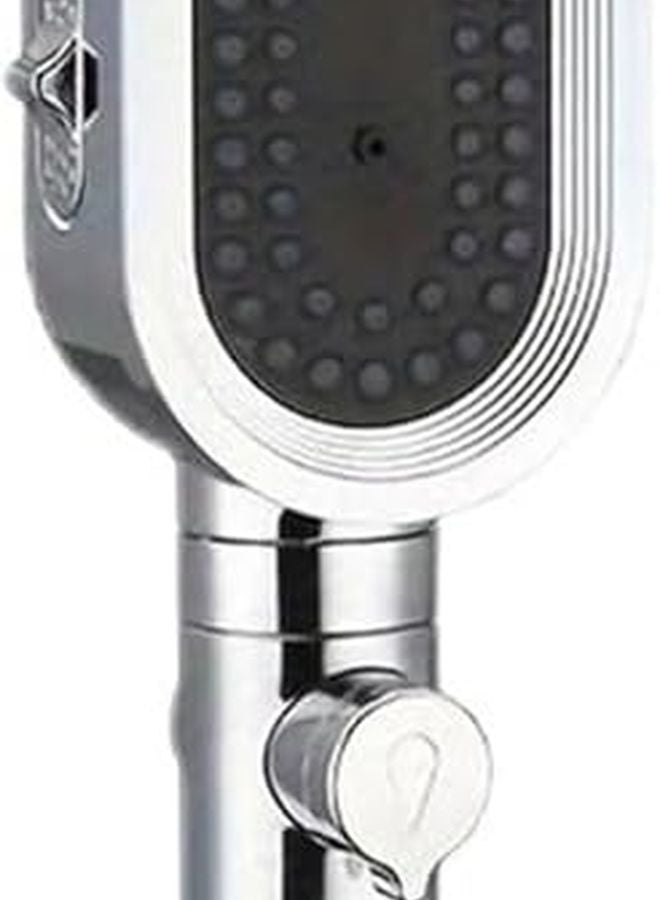 Silver High Pressure Handheld Shower Head With Hard Water Filter On Off Switch - Image 2