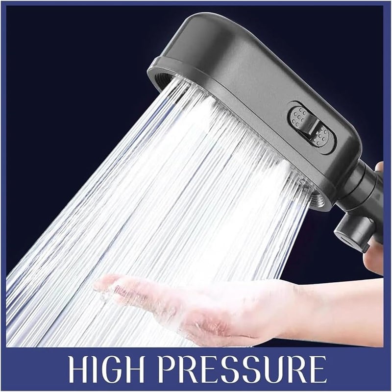 Silver High Pressure Handheld Shower Head With Hard Water Filter On Off Switch - Image 5