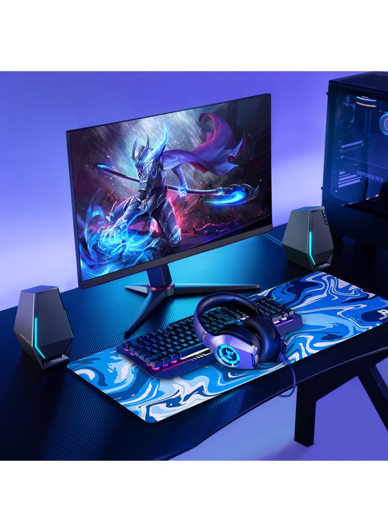 Rock Pow - Topographic Contour Large Gaming Mouse Pad with Stitched Edges Extended Mousepad Superior Cloth Surface Non-Slip Rubber Base Water Resist 800 * 300 * 3mm - Image 1
