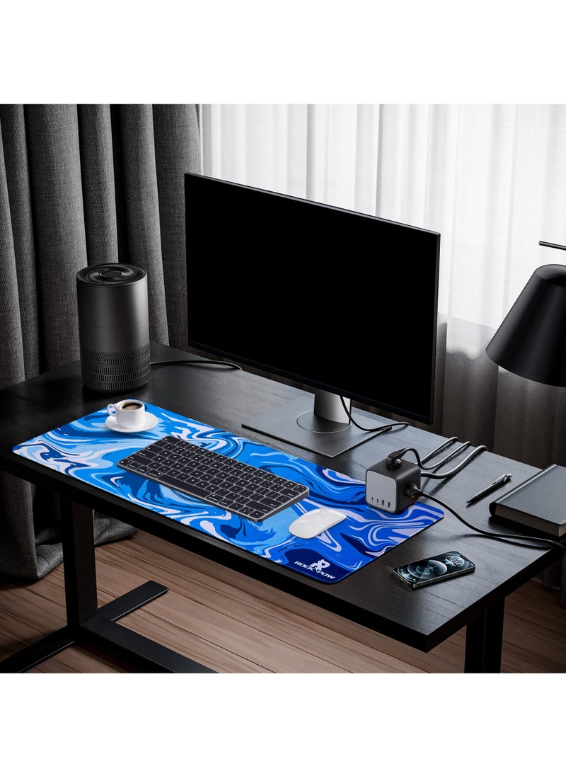 Rock Pow - Topographic Contour Large Gaming Mouse Pad with Stitched Edges Extended Mousepad Superior Cloth Surface Non-Slip Rubber Base Water Resist 800 * 300 * 3mm - Image 1