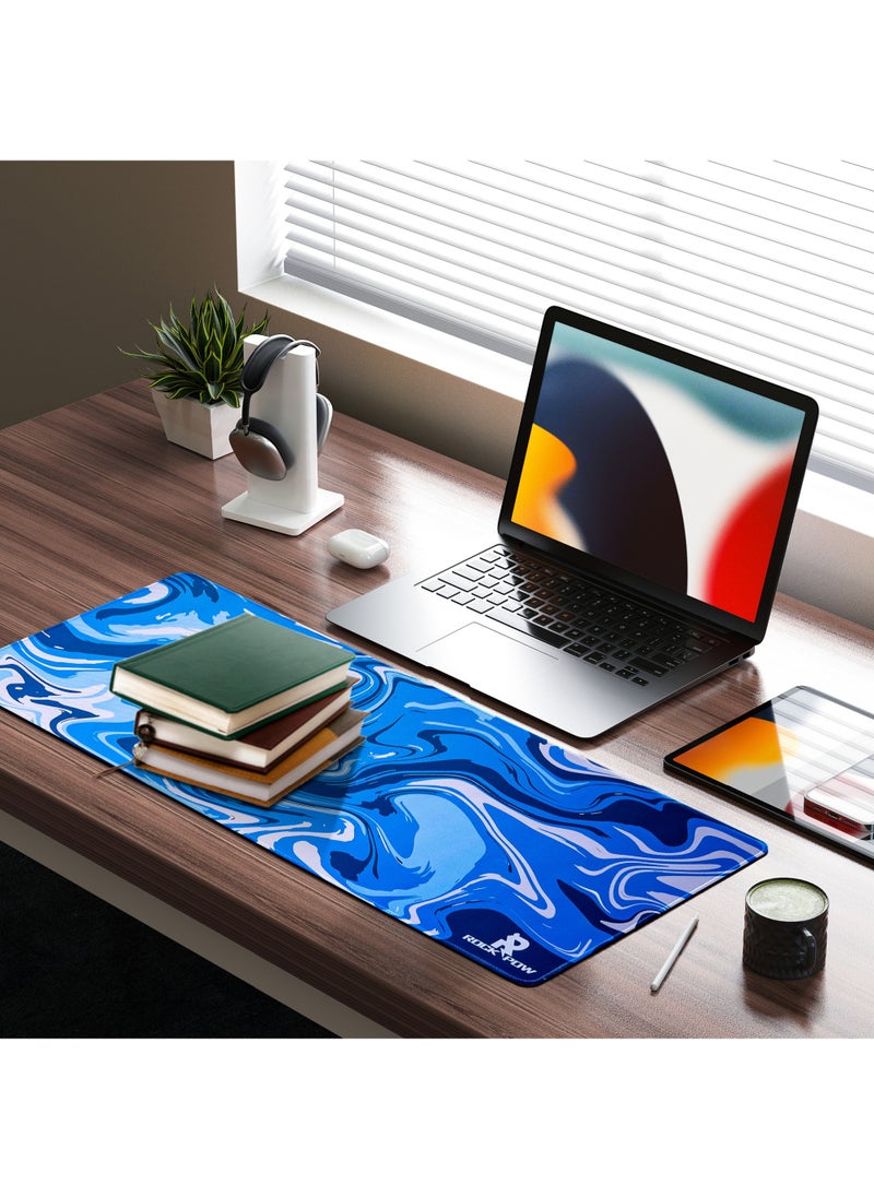 Rock Pow - Topographic Contour Large Gaming Mouse Pad with Stitched Edges Extended Mousepad Superior Cloth Surface Non-Slip Rubber Base Water Resist 800 * 300 * 3mm - Image 1
