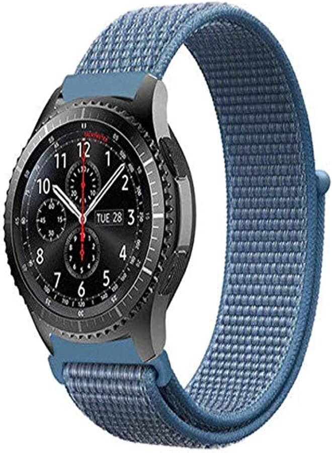 Bikson Comfort Canvas Woven Nylon Sport Watchwrist Band and for Samsung Galaxy Watch 46mm / Gear S3 Frontier/Huawei Watch GT2 / Magic Honor 2 / Fossil / 22mm Watches - Blue