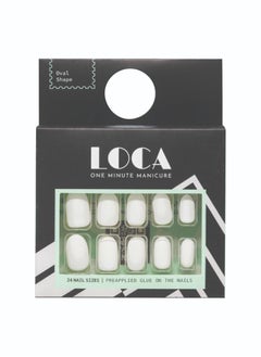 loca Loca press on nails white matte oval shape  - Image 1