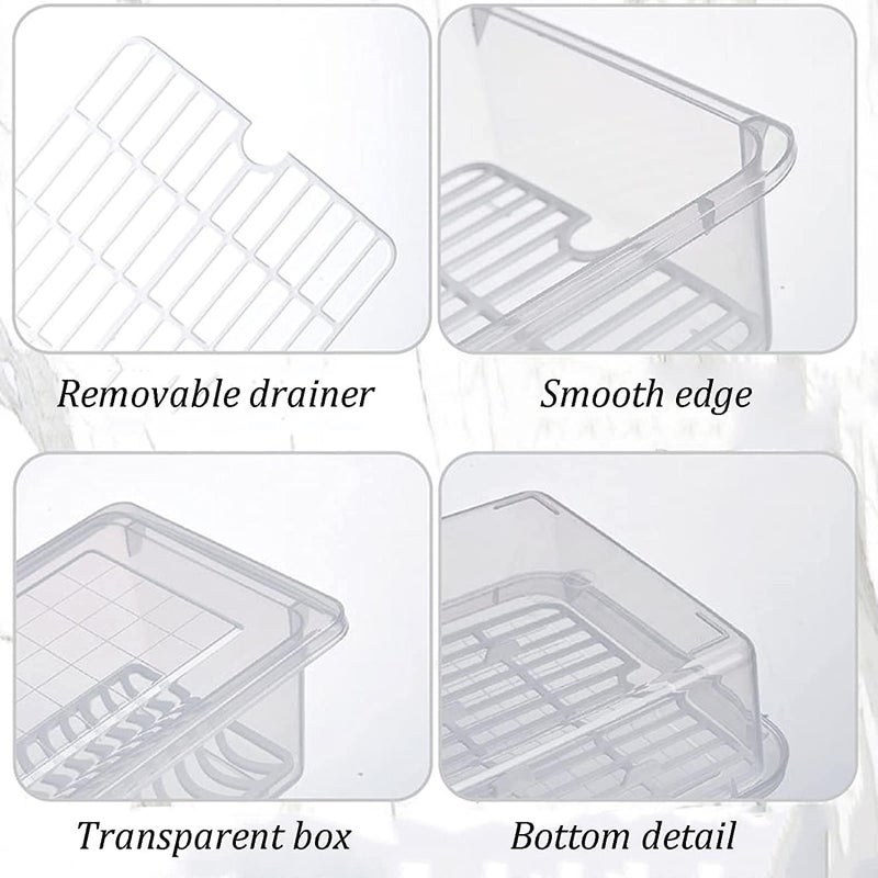 BUNVOX Fridge Storage Boxes Fridge Organizer with Removable Drain Plate Lid Stackable Portable Freezer Storage Containers Tray To Keep Fresh for Fish Meat Vegetables Fruit 2500ml 6 - Image 5