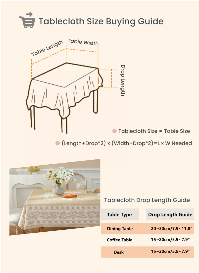 Generic - Cotton and Linen Rectangular Tablecloth,140X180cm Table Covers,Coffee Table Cloth, European Classical Luxury Style Light Brown, High Gram Weight, Thick and Smooth, Soft and Environmentally Fabric, Wear-Resistant ,Durable, Machine Washable, Shrink-Resistant,Anti-Wrinkle, Finely Quilted and Reinforced,Home Kitchen Dining Tables Decorations, Outdoor Tables Clothes, Dinners, Weddings , Banquet Parties, Hotel Decorations (55*71inch) - Image 1