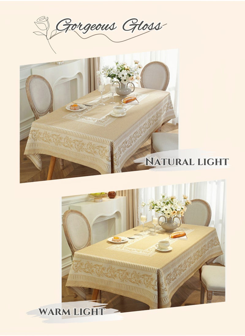 Generic - Cotton and Linen Rectangular Tablecloth,140X180cm Table Covers,Coffee Table Cloth, European Classical Luxury Style Light Brown, High Gram Weight, Thick and Smooth, Soft and Environmentally Fabric, Wear-Resistant ,Durable, Machine Washable, Shrink-Resistant,Anti-Wrinkle, Finely Quilted and Reinforced,Home Kitchen Dining Tables Decorations, Outdoor Tables Clothes, Dinners, Weddings , Banquet Parties, Hotel Decorations (55*71inch) - Image 1