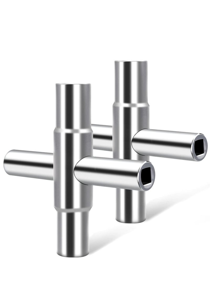 Excefore 2 Pcs Silver Water Key Steel Sillcock Wrench, 4  Way Sillcock Key Wrench, Suitable for Sillcocks Faucets Valves Spigots,1/4", 9/32", 5/16", 11/32"  - Image 1