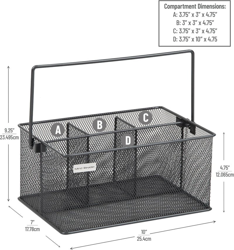 Mind Reader Metal Mesh Handle Storage Basket Organizer - Utensil Holder for Forks, Spoons, Knives, and Napkins - Gray - Image 3