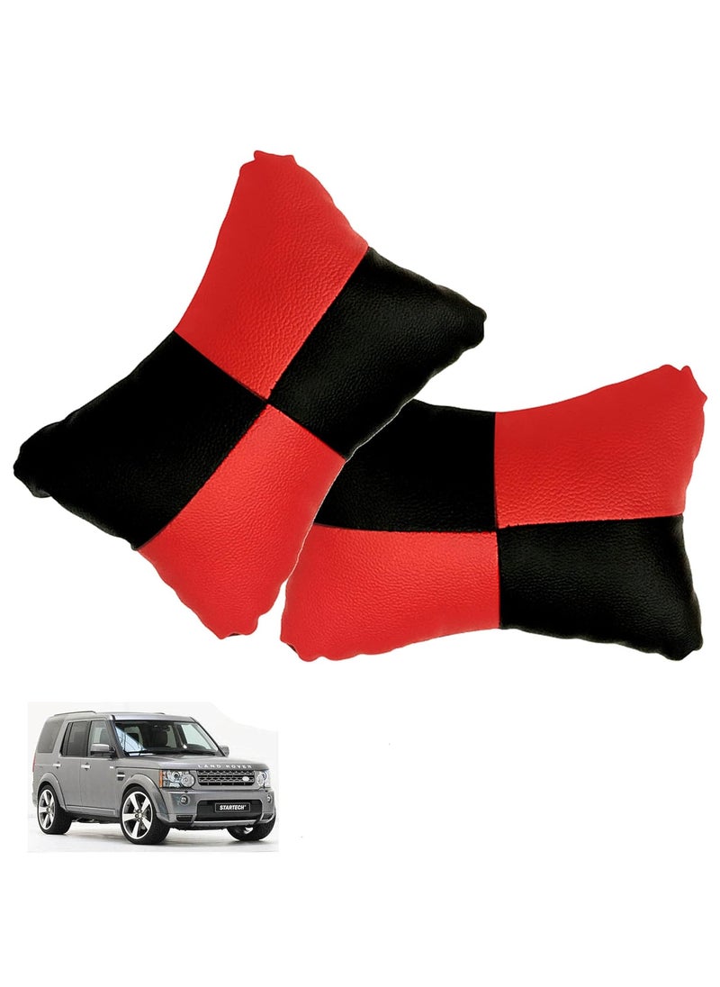 Adroitz AdroitZ Car Neck Rest Check Design Red PillowCushion Set of 2 for Discovery_PR69  - Image 1