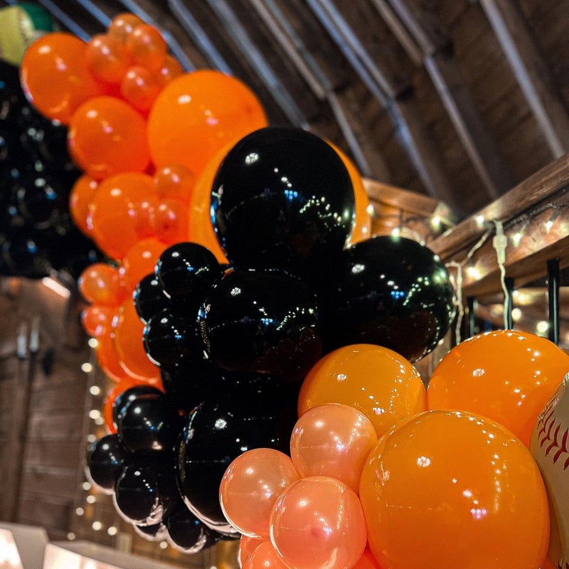 ADOINBY Black and Orange Balloon Arch Kit, 140Pcs Black Orange Latex Balloon Garland kit, 18 12 10 5 Inch Different Size Balloons for Halloween Birthday Baby Shower Thanksgiving Day Party Decorations - Image 3