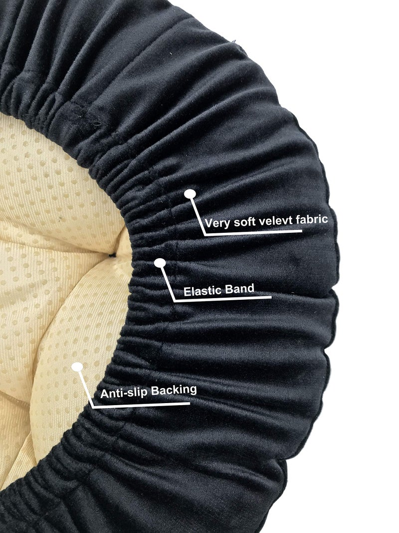 Augld Bar Stool Cushion Soft Velvet Padded Round Stool Cover 12" Velvet Black - Image 2