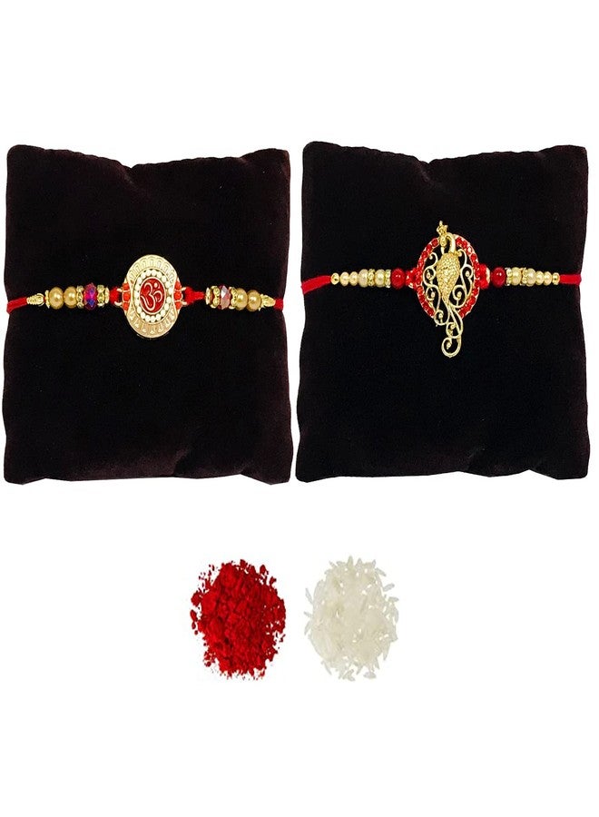 Evisha 2 Pcs Om Rakhi For Brother | Rakhi Combo 115-118 | rakhi || rakhi set || rakhi for brother || rakhi for brother and bhabhi || rakhi combo || bhaiya bhabhi rakhi || rakhi gifts - Image 1