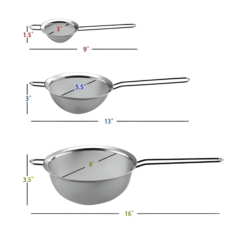 Food Filter - Multifunctional Stainless Steel Strainer for Canning Tasks, Juicing and Straining Cooking in Crowded Kitchens (3 Pack) - Image 2