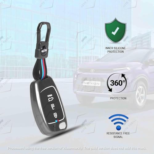 LivTee Metal Silicon Key Cover Compatible with Hyundai Creta, Venue, Tucson, Alcazar, I20, Grand i10 Nios, Aura, Xcent, Exter 3 Button Smart Flip Key Cover (Hyundai Flip 3 Button) - Image 3