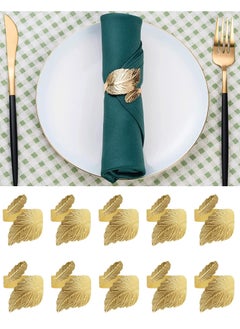 Gold Leaf-Shaped Napkin Rings Set of 10 for Elegant Table Settings Holiday Napkin Holders Perfect for Anniversaries Birthdays Fall Halloween Thanksgiving and Party Table Setting