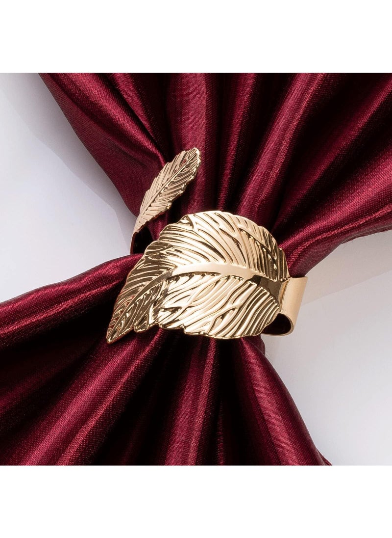 Sweet seven Gold Leaf-Shaped Napkin Rings Set of 10 for Elegant Table Settings Holiday Napkin Holders Perfect for Anniversaries Birthdays Fall Halloween Thanksgiving and Party Table Setting  - Image 3