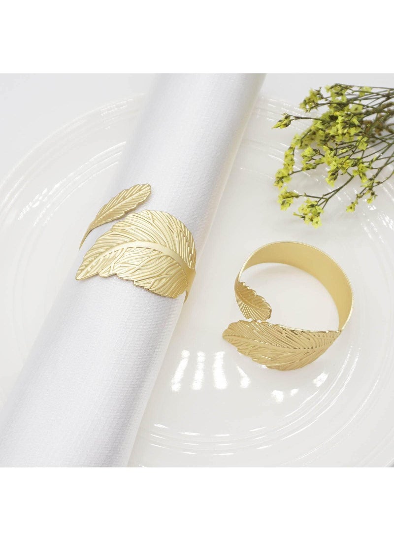 Sweet seven Gold Leaf-Shaped Napkin Rings Set of 10 for Elegant Table Settings Holiday Napkin Holders Perfect for Anniversaries Birthdays Fall Halloween Thanksgiving and Party Table Setting  - Image 4