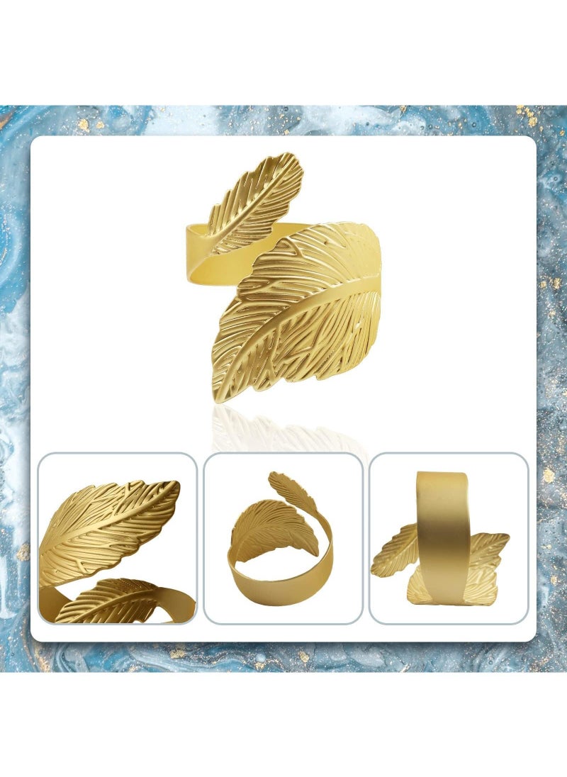 Sweet seven - Gold Leaf-Shaped Napkin Rings Set of 10 for Elegant Table Settings Holiday Napkin Holders Perfect for Anniversaries Birthdays Fall Halloween Thanksgiving and Party Table Setting - Image 1