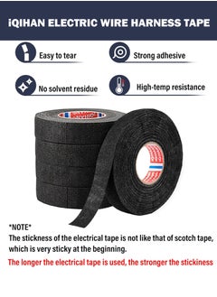 iQIHAN Automotive Wiring Tape,High Temp Wire Cable Loom Self-Adhesive Fabric Tape for Electrical Automotive Engine Harness Wrap Protection Noise Damping Cables Fixed (19mm x 20m 5 Rolls)  - Image 3