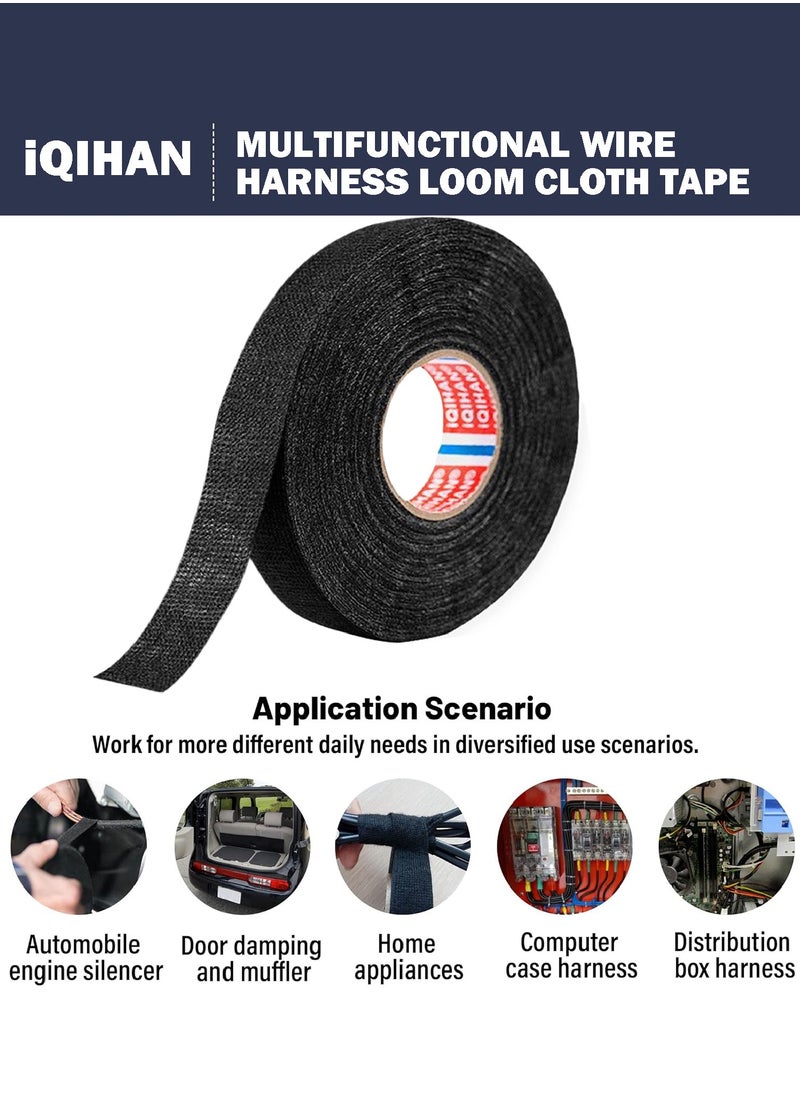 iQIHAN Automotive Wiring Tape,High Temp Wire Cable Loom Self-Adhesive Fabric Tape for Electrical Automotive Engine Harness Wrap Protection Noise Damping Cables Fixed (19mm x 20m 5 Rolls)  - Image 2