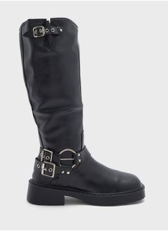 Ginger Biker Boots With Multiple Buckles  - Image 1