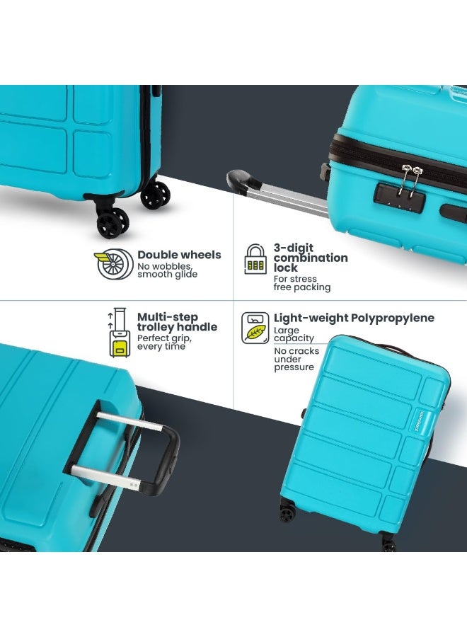 Kamiliant by American Tourister Medium Harrier Edge 8W 68 Cms Check-in (PP) Hard Sided 8 Wheels Spinner Luggage/Suitcase/Trolley Bag (Coral Blue) (Double Wheel) - Image 2