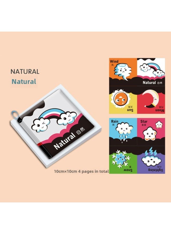 Generic - Infant Newborn Early Education Toys Can't Bite And Wash 0-1 Year Old Cognitive Enlightenment Baby Cloth Book-Color:Weather Black And White Cloth Book-Specifications:English Version-bb With Sound Paper -4 Pages And 8 Sides - Image 1