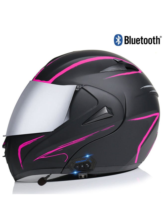 Bluetooth Open-Face Helmet for Electric Motorcycle - Men's Silver-Plated Mirror Finish (3C Certified)
