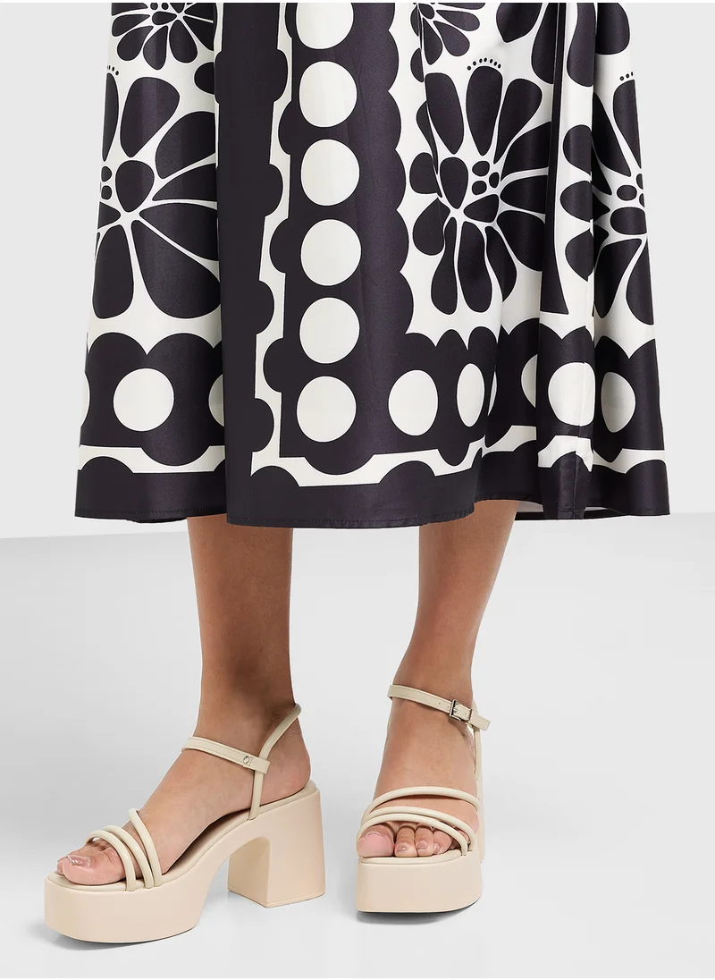 Truffle Multi Strap Ankle Strap Block Heel Sandal