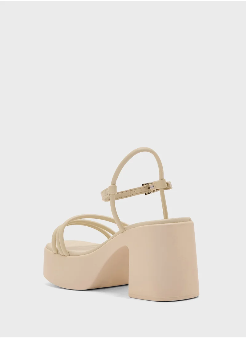Truffle Multi Strap Ankle Strap Block Heel Sandal