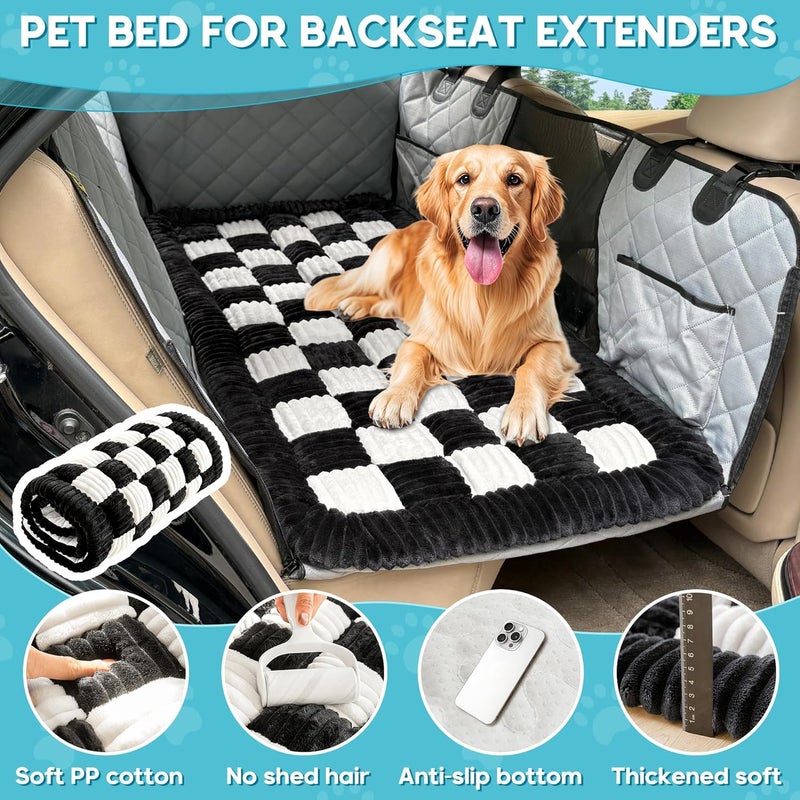 KASTWAVE Dog Car Bed Mat,Non-Slip Dog Car Seat Cover for Back Seat Bed Inflatable, Plaid Dog Bed for SUVs, Sedans & Trucks, Chew-Resistant Travel Pad for Pet, Easy Clean & Scratch-Proof & Comfort (50"x24.6") - Image 4