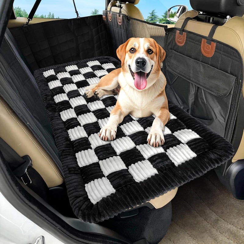 KASTWAVE Dog Car Bed Mat,Non-Slip Dog Car Seat Cover for Back Seat Bed Inflatable, Plaid Dog Bed for SUVs, Sedans & Trucks, Chew-Resistant Travel Pad for Pet, Easy Clean & Scratch-Proof & Comfort (50"x24.6") - Image 1