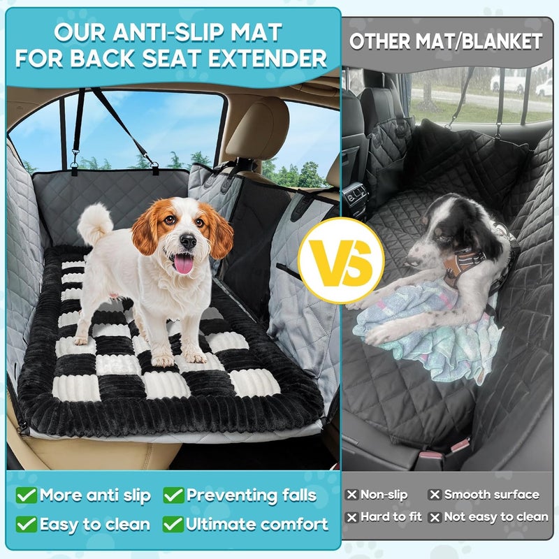 KASTWAVE Dog Car Bed Mat,Non-Slip Dog Car Seat Cover for Back Seat Bed Inflatable, Plaid Dog Bed for SUVs, Sedans & Trucks, Chew-Resistant Travel Pad for Pet, Easy Clean & Scratch-Proof & Comfort (50"x24.6") - Image 3