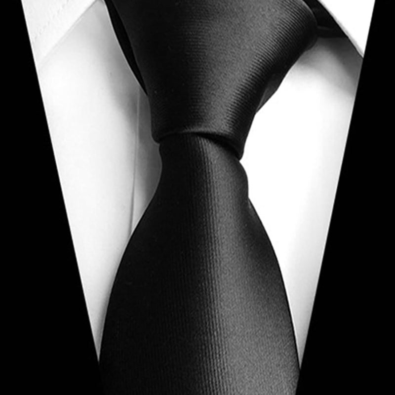 MENDENG Store Men's Classic Necktie Jacquard Woven Ties for Men Formal Business Ties Wedding Party Groomsmen Black Tie - Image 4