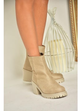 Fox Shoes T726911102 Beige Suede Thick Heel Women's Boots  - Image 5