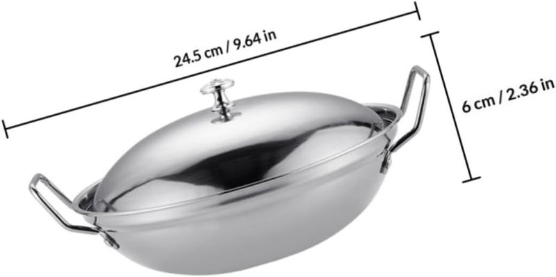 Stainless Steel Hot Pot with Lid 10 Inch Double Ear Stove Dry Pot Cooking Tool Suitable for Induction and Alcohol Stove Use - Image 2