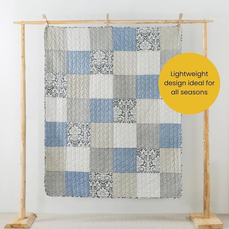 SLPR Cotton Quilted Throw Blanket, 50" x 60" Floral Farmhouse Patchwork Quilt, Shabby Chic Patchwork Throw Lap Quilt for Couch, Sweet Dreams - Image 4