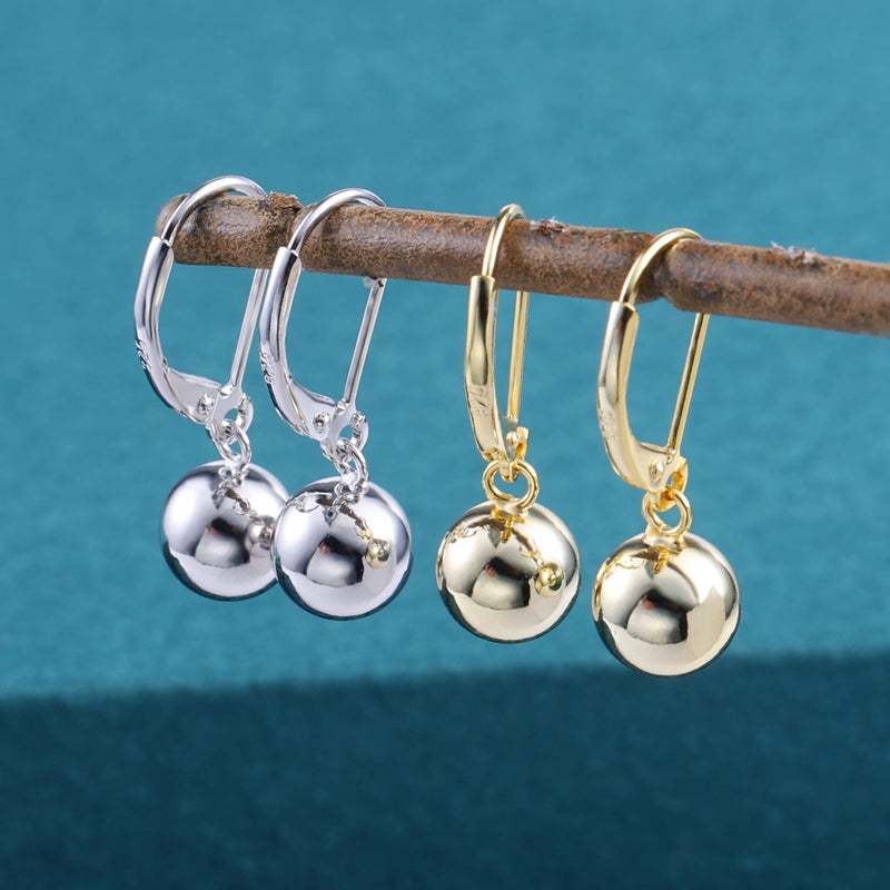 Lancharmed Silver Drop Ball Earrings 925 Sterling Silver Post Drop Ball Earrings for Women Trendy Hypoallergenic Ball Dangle Earings for Jewelry Gifts - Image 4