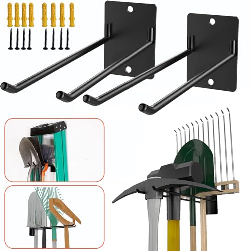 S.Fine 2-Pack Heavy Duty Garage Hooks, 12” Wall Mount Storage Hooks for Chairs, Beach Chairs, Strollers, Ladders, Garden Tools, Hoses – Garage Organizer Solution (2) - Image 1