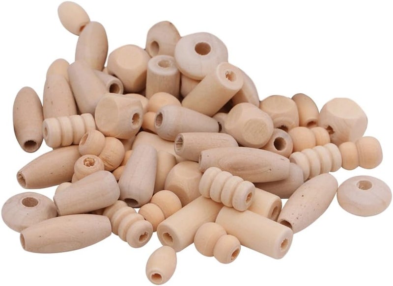 كلاراكو 120 خرزة خشبية طبيعية لصنع الأساور والقلائد، فواصل، تعليقات، أنبوب بيضاوي، خرزة متدلية، فتحة كبيرة لصنع المجوهرات، مكرمية، ديكور ريفي - Image 4