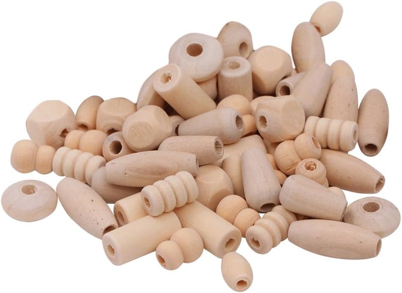 كلاراكو 120 خرزة خشبية طبيعية لصنع الأساور والقلائد، فواصل، تعليقات، أنبوب بيضاوي، خرزة متدلية، فتحة كبيرة لصنع المجوهرات، مكرمية، ديكور ريفي - Image 1