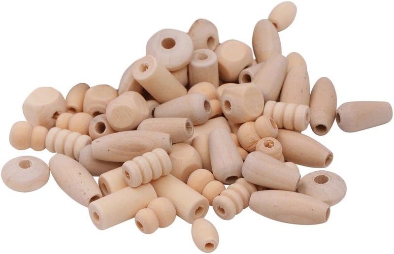 كلاراكو 120 خرزة خشبية طبيعية لصنع الأساور والقلائد، فواصل، تعليقات، أنبوب بيضاوي، خرزة متدلية، فتحة كبيرة لصنع المجوهرات، مكرمية، ديكور ريفي - Image 3