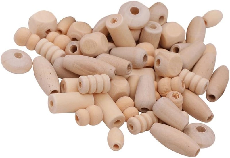 كلاراكو 120 خرزة خشبية طبيعية لصنع الأساور والقلائد، فواصل، تعليقات، أنبوب بيضاوي، خرزة متدلية، فتحة كبيرة لصنع المجوهرات، مكرمية، ديكور ريفي - Image 2