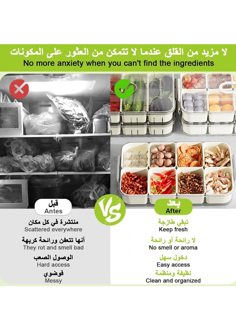 Beauenty Snack Serving Tray of 2 Boxes Set, Food Storage Container Stackable Clear Sweet Organizer Holder Inner Trays with 4-in-1 and 8-in-1 Kitchen Storage Bin with Lid Time Scale Jar Indoor Outdoor - Image 4