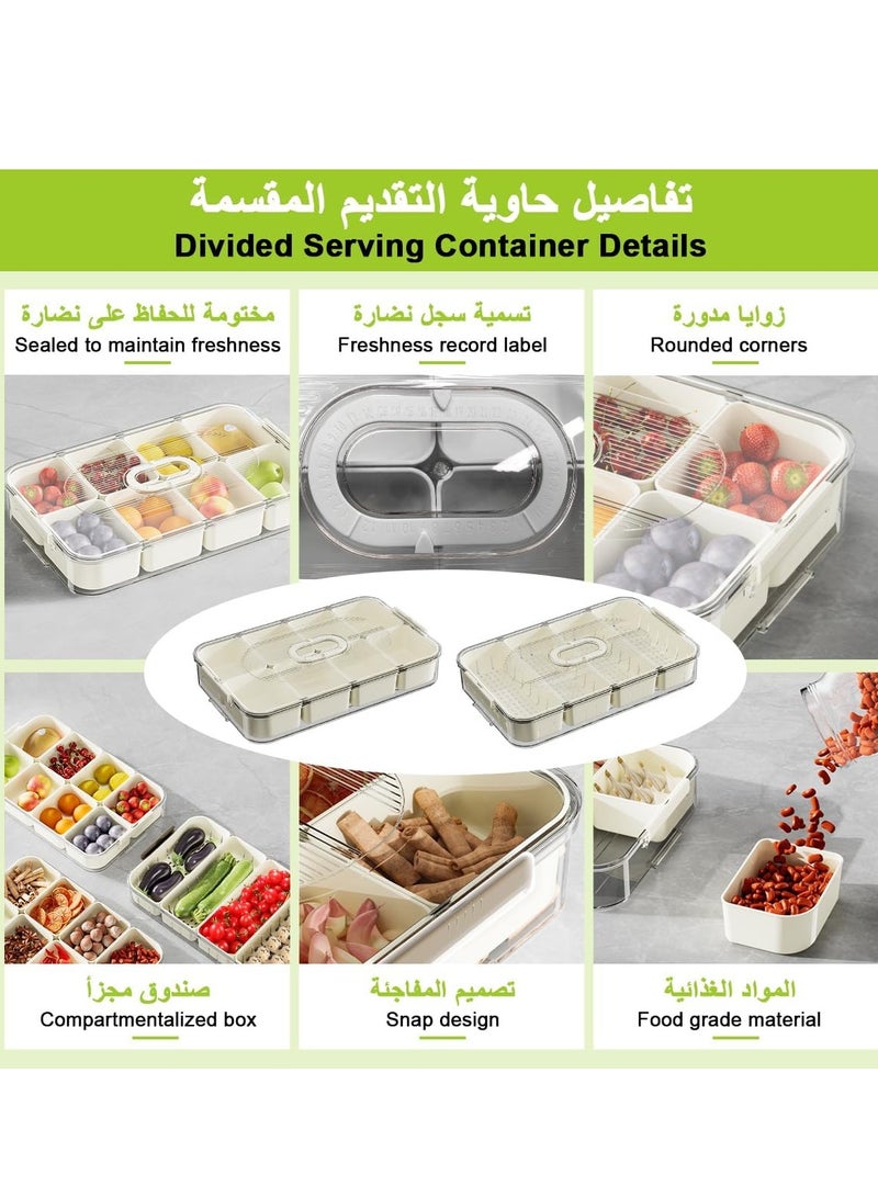 Beauenty Snack Serving Tray of 2 Boxes Set, Food Storage Container Stackable Clear Sweet Organizer Holder Inner Trays with 4-in-1 and 8-in-1 Kitchen Storage Bin with Lid Time Scale Jar Indoor Outdoor - Image 3