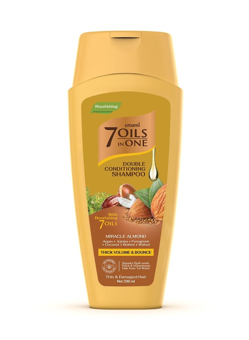 emami 7 Oil In One Double Conditioning Shampoo Mircle Almond 200ml - Image 1
