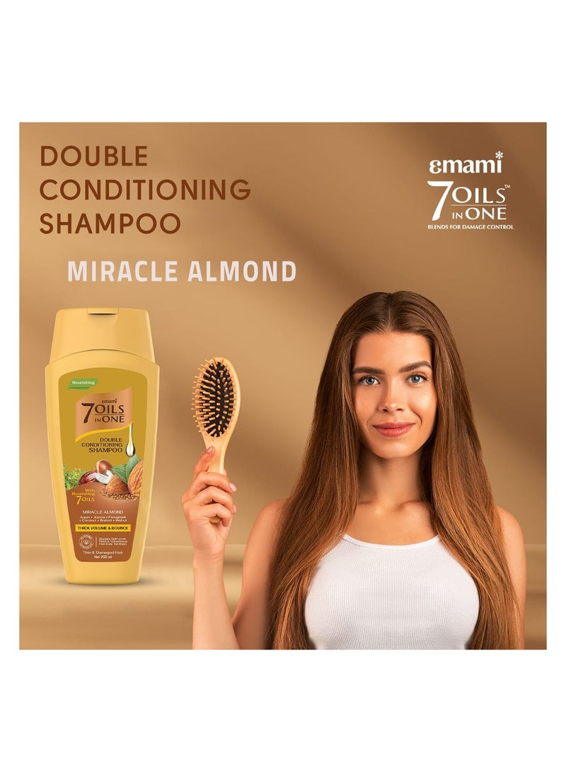 emami 7 Oil In One Double Conditioning Shampoo Mircle Almond 200ml - Image 3